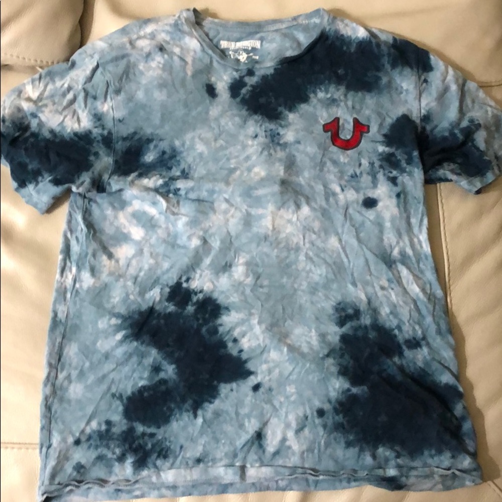 True Religion blue and red tie dye shirt